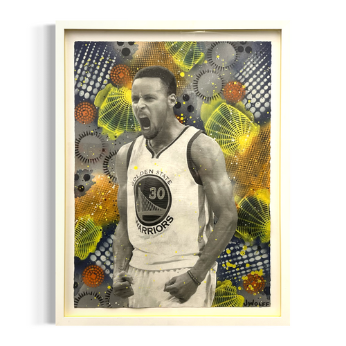 Framed Steph Curry Mixed Media Diamond Dust Finish