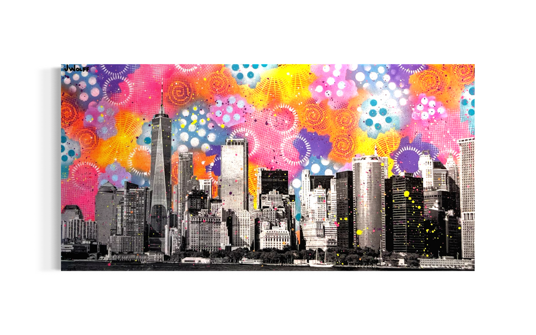 Downtown NYC Skyline Mixed Media Resin